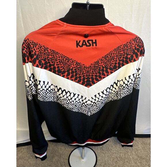 Kash Men's Large Zip Up Track, Jacket, red, black, white, Athletic Designer - Picture 5 of 11